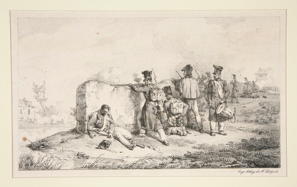 Çatışmalarda askerler by Emile Jean Horace Vernet
