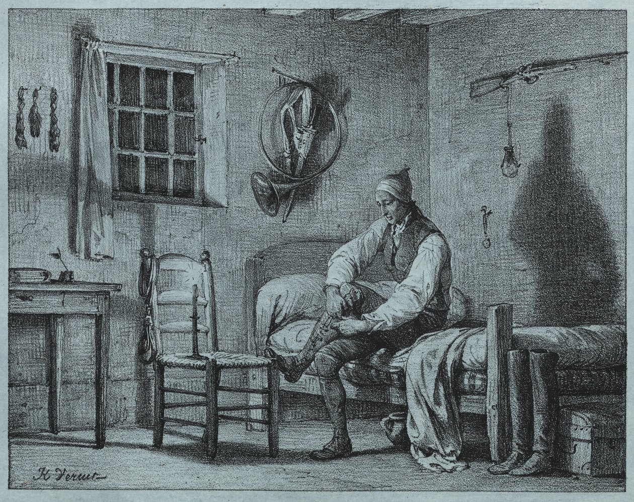 Yataktan Kalkan Limier'in Hizmetkarı by Emile Jean Horace Vernet