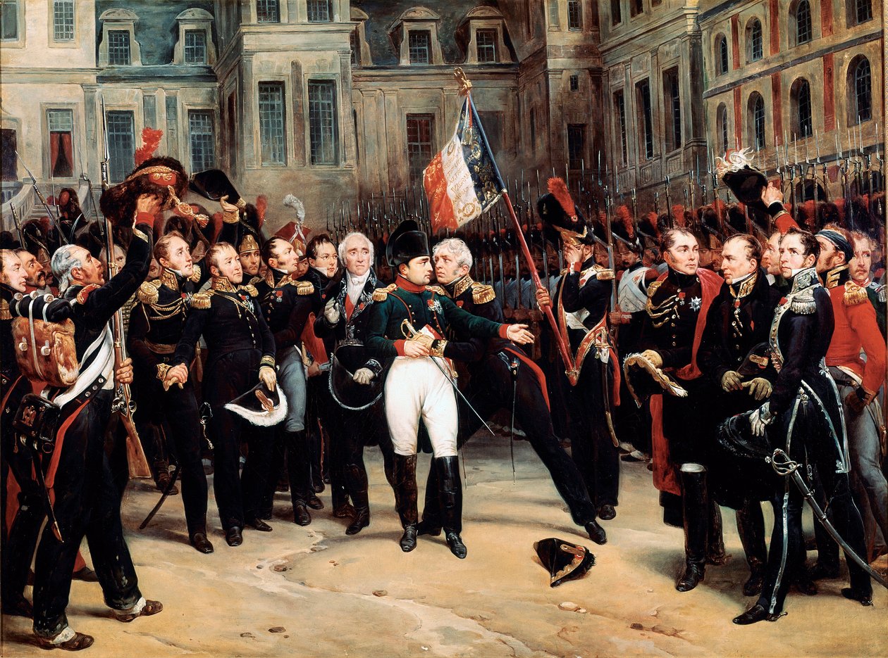 Napolyon Bonapart'ın bir Fontainebleau olan Imperiale Muhafızlarına vedası by Emile Jean Horace Vernet