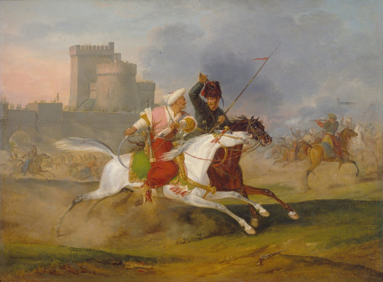 Türk ve Kazak, 1809 by Emile Jean Horace Vernet