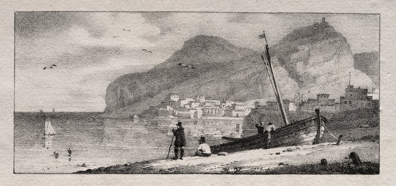 Bir Liman Görünümü. by Emile Jean Horace Vernet