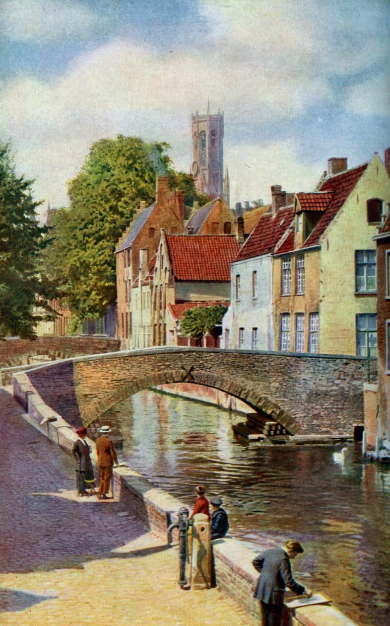 Köprü ve Green Quay, Bruges, Belçika, c1924. by Horace W Nicholls