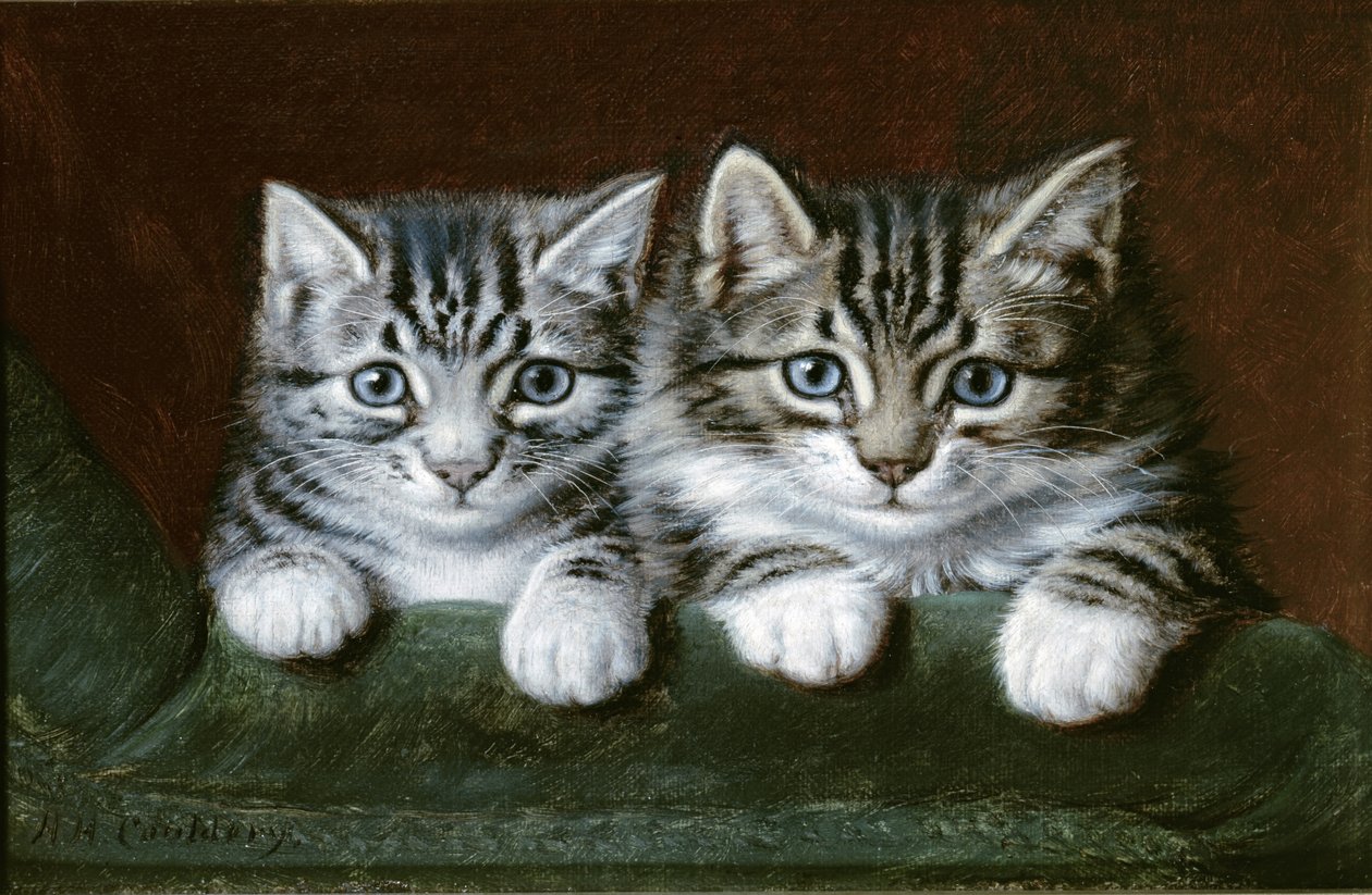 İki Tekir Kedi (tuval üzerine yağlı boya) by Horatio Henry Couldery