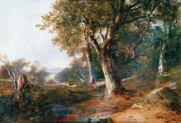 Uzaktaki Kale ile Ormanlık Bir Manzara, 1865 dolayları (tuval üzerine yağlı boya) by Horatio McCulloch
