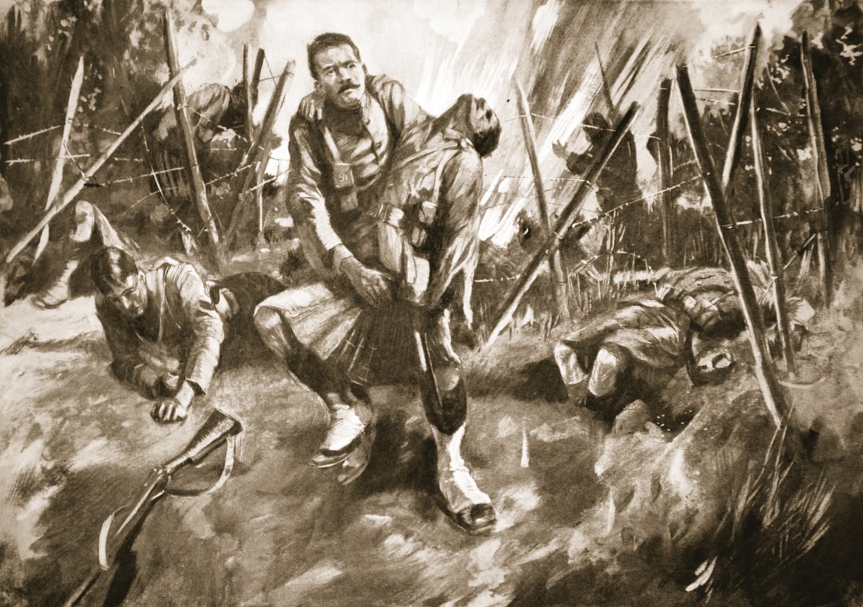 Davulcu Kenny çok ağır ateş altında bir yoldaşını kurtarıyor by Howard K. Elcock