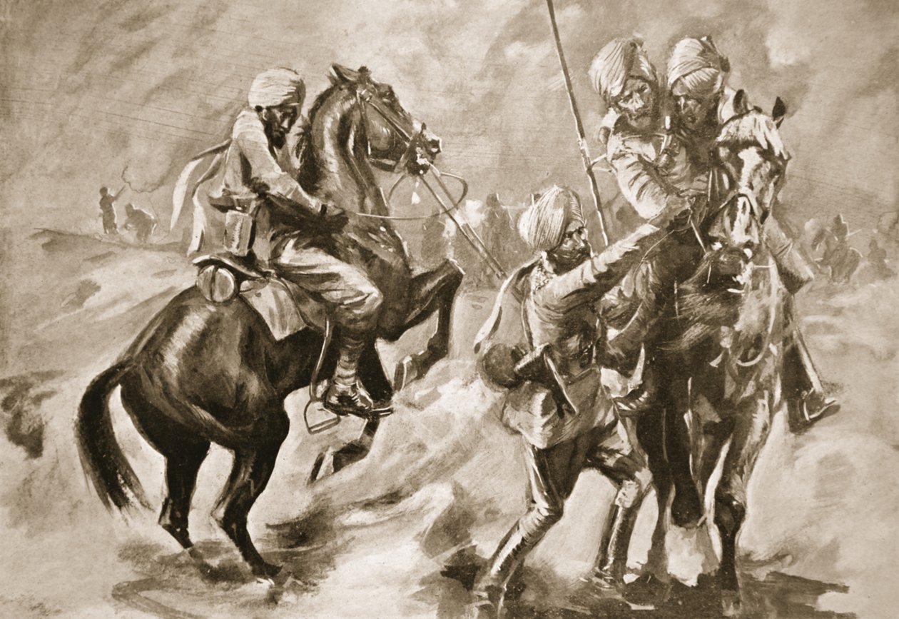 Risaldar Faiz Muhammed Khan ve bir Sowar iki yaralı sepoy