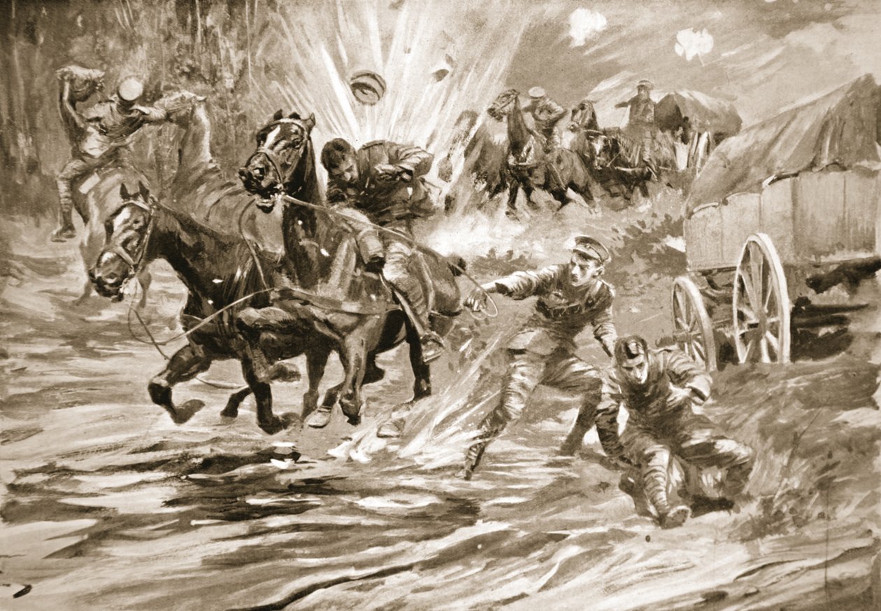 Çavuş Bostock, görevli olduğu bir konvoyun yaralılarına yoğun ateş altında müdahale ediyor. by Howard K. Elcock