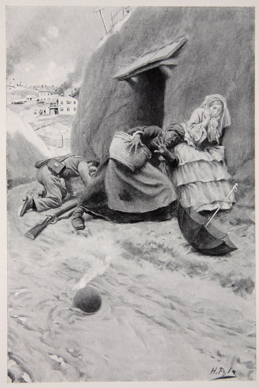 Savaşçı olmayanlar Vicksburg Kuşatması sırasında sığınıyor by Howard Pyle