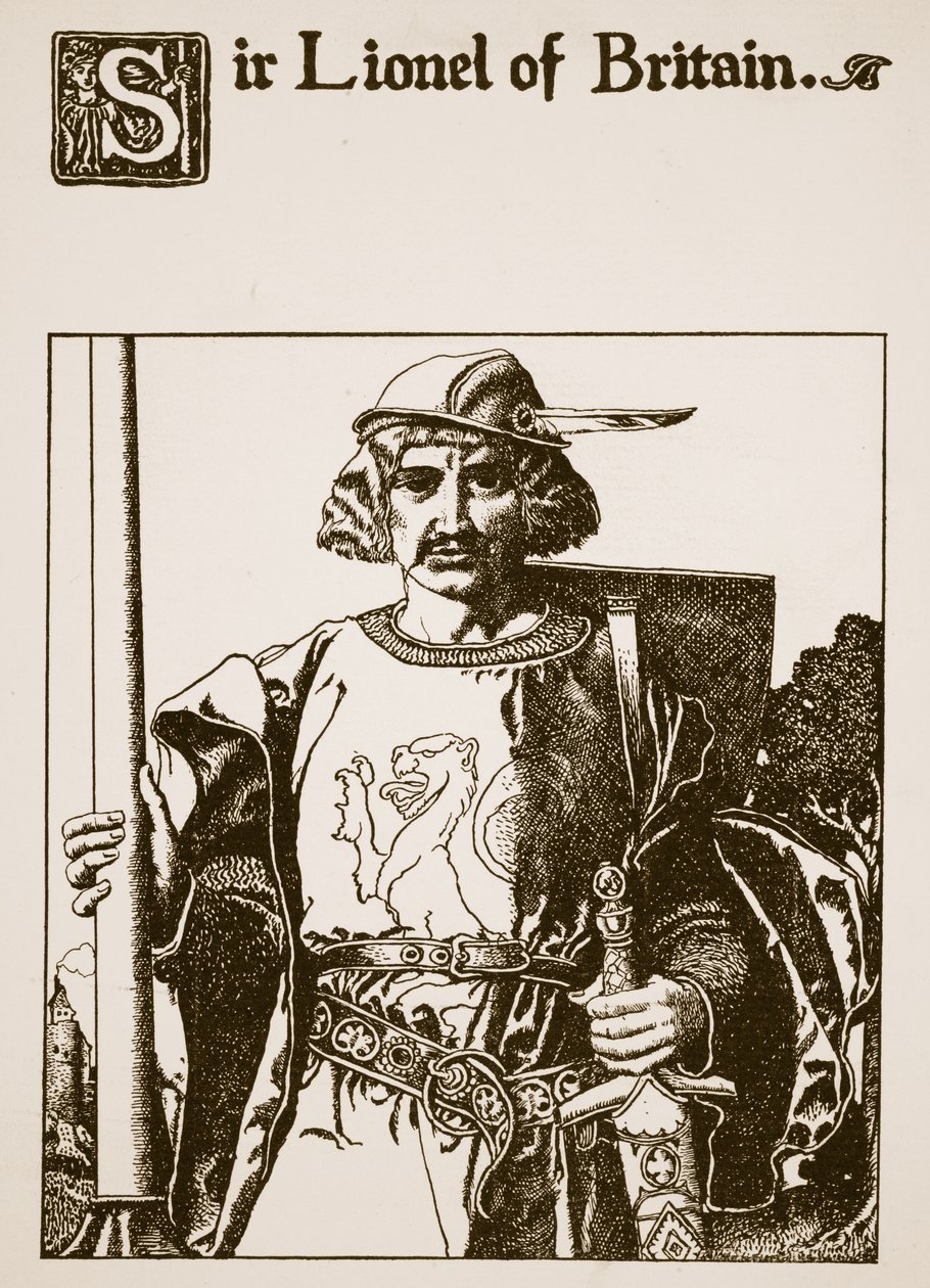 İngiltere'den Sir Lionel, 'Yuvarlak Masa Şampiyonlarının Hikayesi'nden bir örnek by Howard Pyle