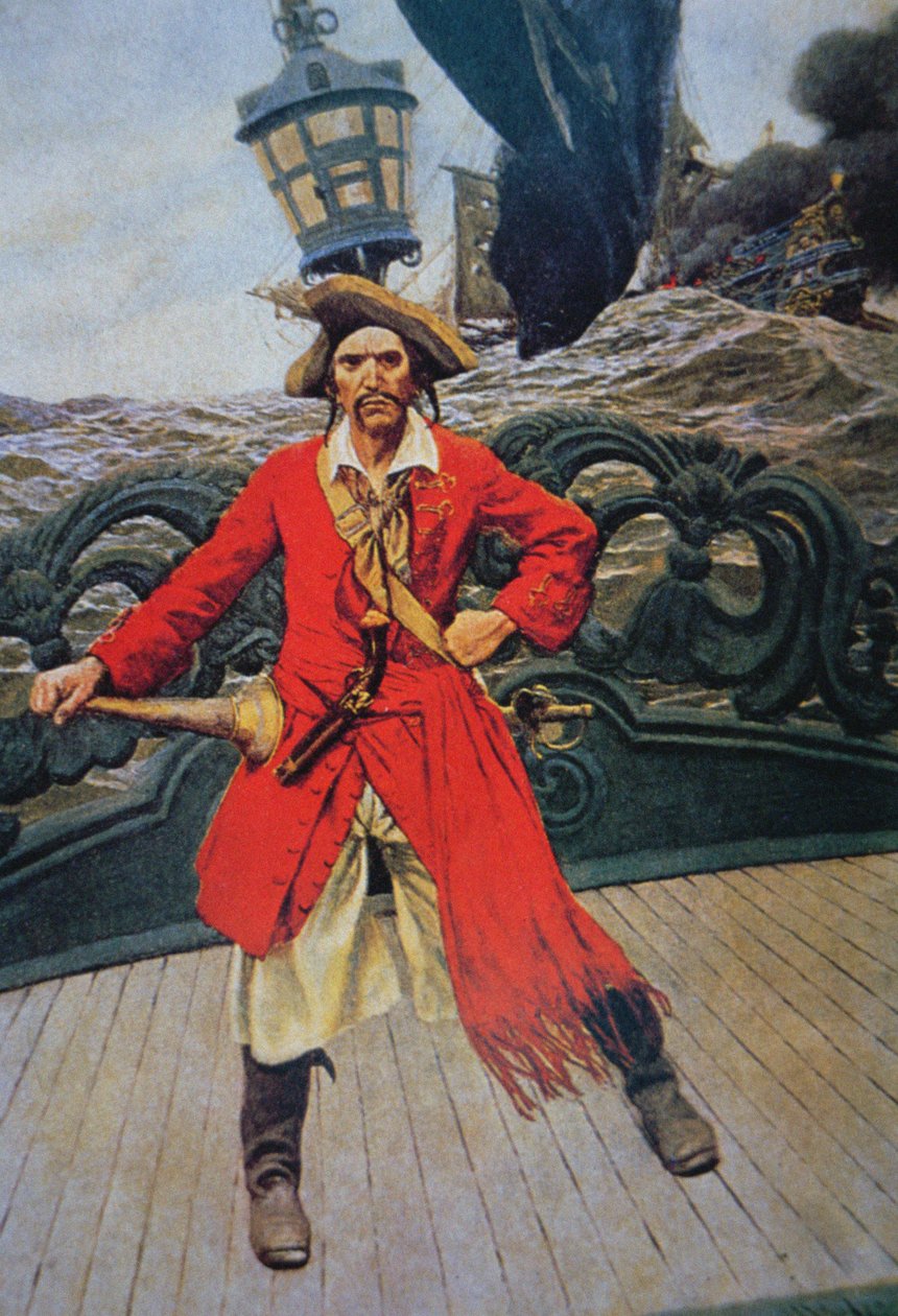 Bir Korsan Şefi (renkli taş) by Howard (after) Pyle