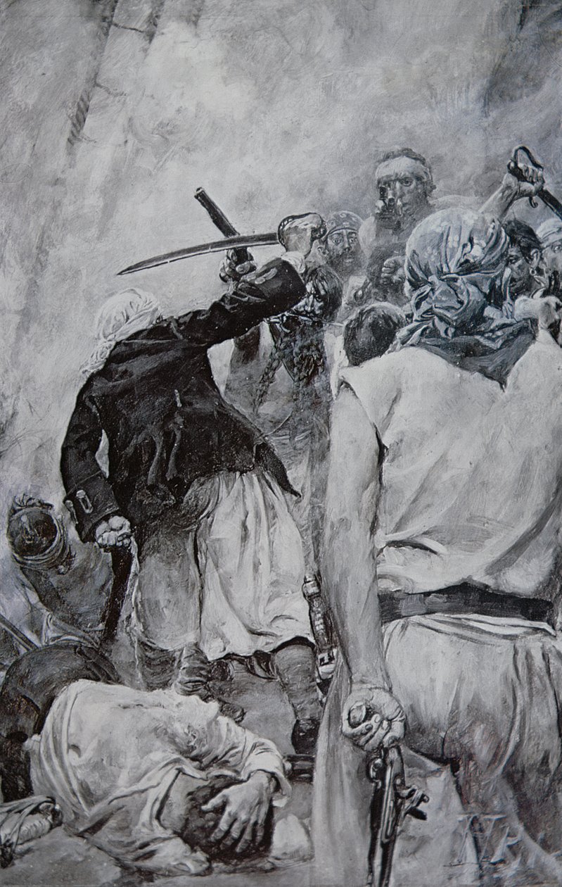 Bir Korsan Dövüşü (lito) by Howard (after) Pyle