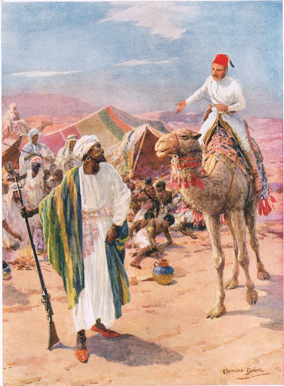 'Yalnız ve Silahsız Gordon Köleler Kampına Girdi', C. Sheridan Jones, pub. 1922 (lito) by Howard Davie