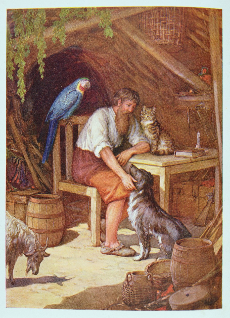 Robinson Crusoe Kulübesinde, Daniel Defoe (1660-1731) tarafından 