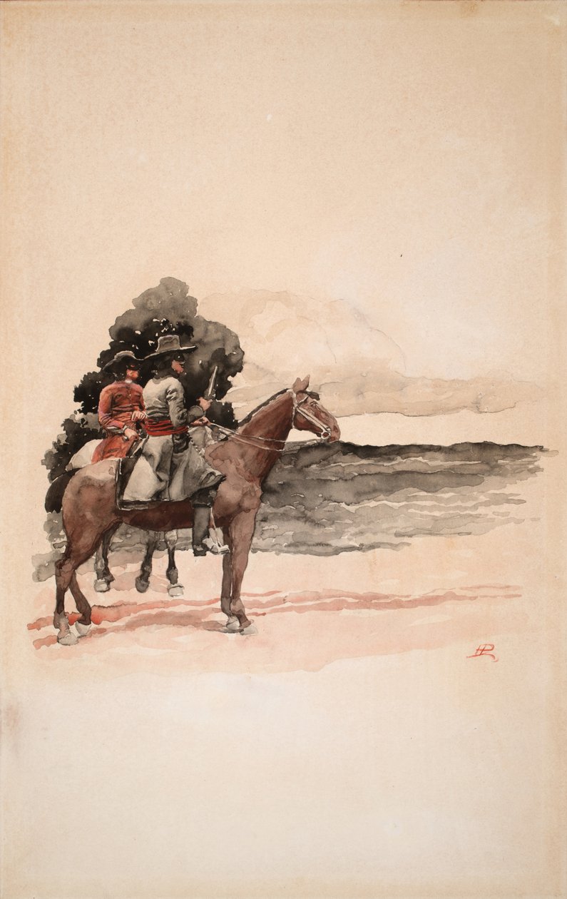 At Sırtında Haydutlar (tahta üzerine suluboya) by Howard Pyle
