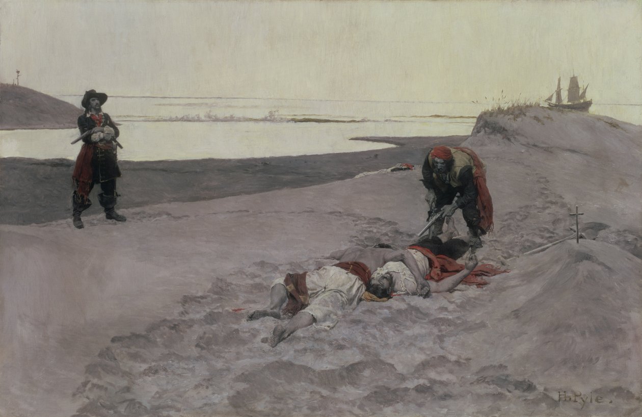Ölü adamlar masal anlatmaz, 1899 (tuval üzerine yağlı boya ve grisaille) by Howard Pyle