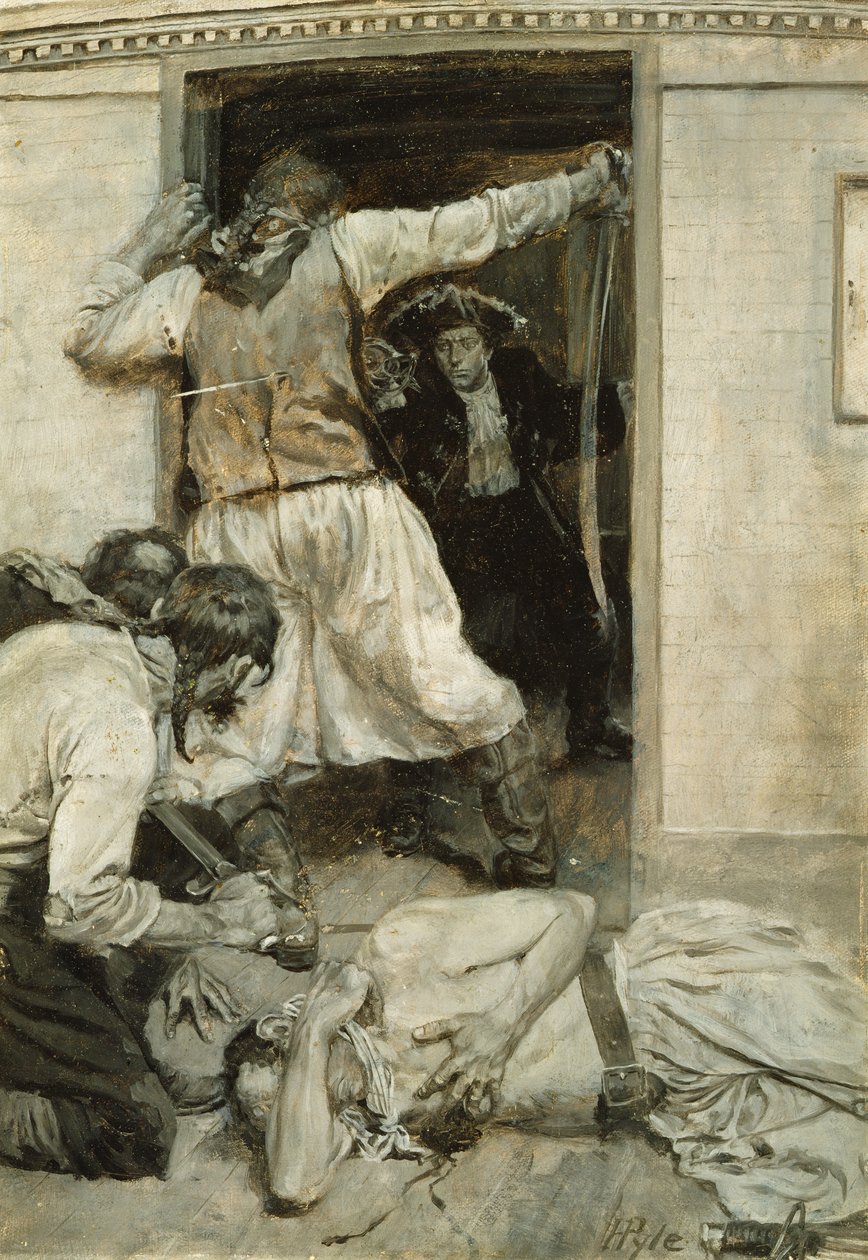 'Robert Louis Stevenson'ın Romanları ve Masalları'nda yayınlanan 'Kaçırılanlar'dan Kılıcını Eşin Vücudundan Geçirirken Gördüm. by Howard Pyle