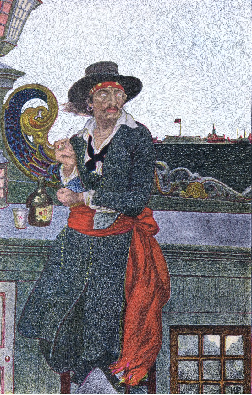 Kidd on the deck of the Adventure Galley, from Howard Pyles Book of Pirates published by Harper & Bros, 1921  by Howard Pyle