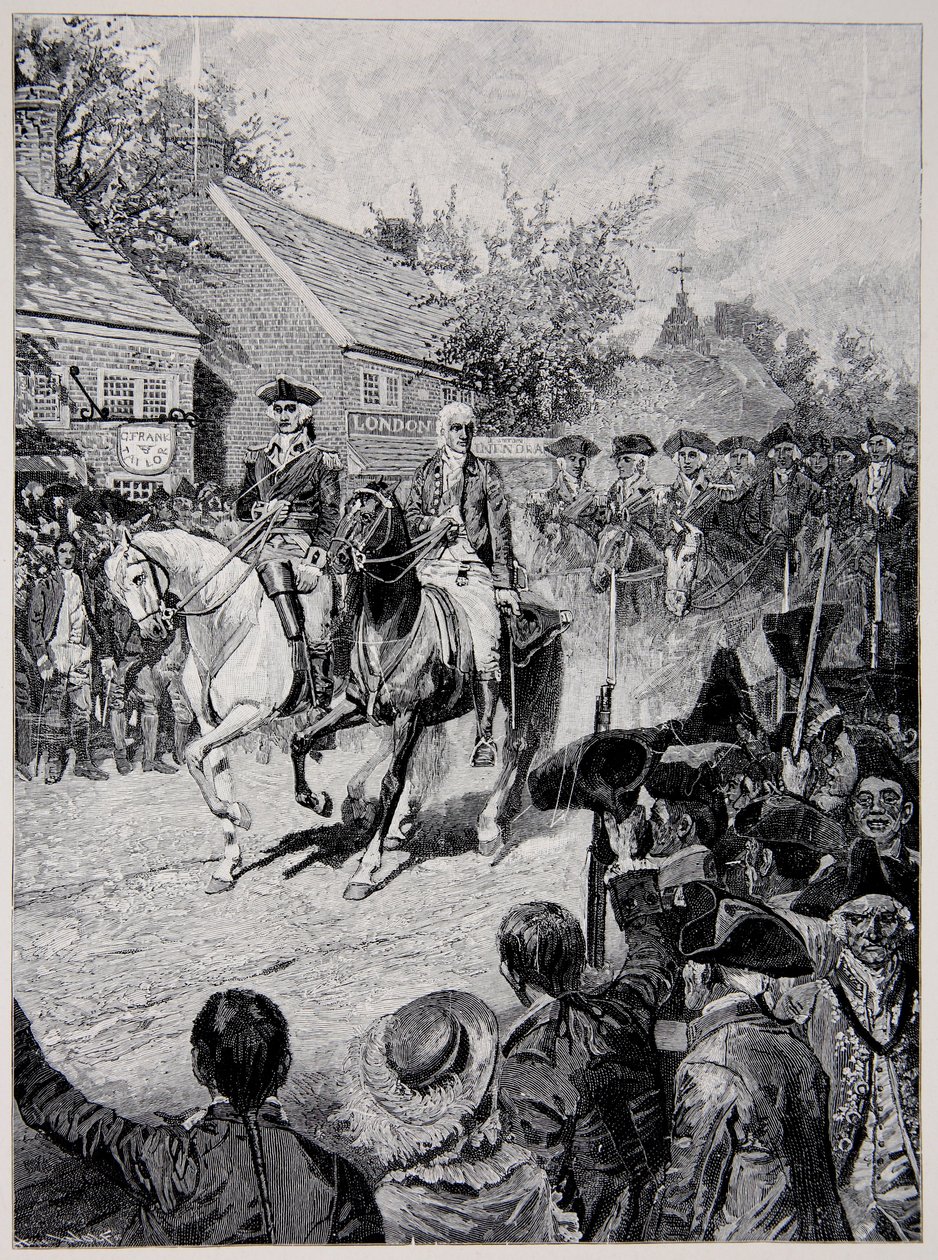 General Washington ve Vali Clinton başkanlığındaki Sivil Alayı by Howard Pyle