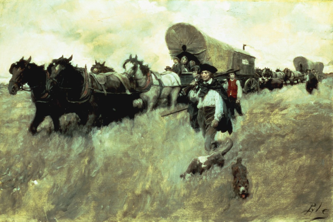 Batı Koruma Alanına Giren Connecticut Yerleşimcileri, 1795 by Howard Pyle