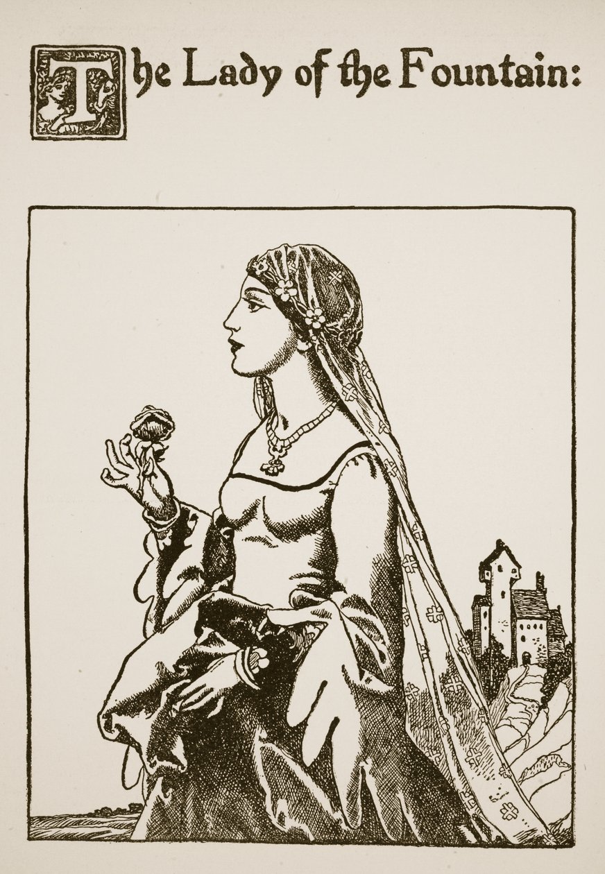 Çeşmenin Hanımı, Sir Launcelot ve Yoldaşlarının Öyküsü'nden bir örnek, 1907 by Howard Pyle