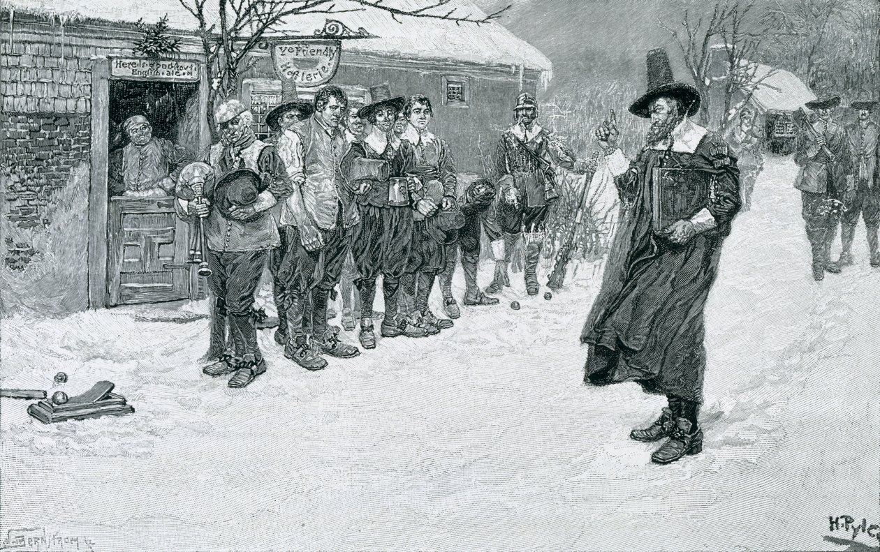 Püriten Vali Noel Sporlarını Kesiyor, J. Bernstrom tarafından oyulmuş, George William Curtis tarafından 