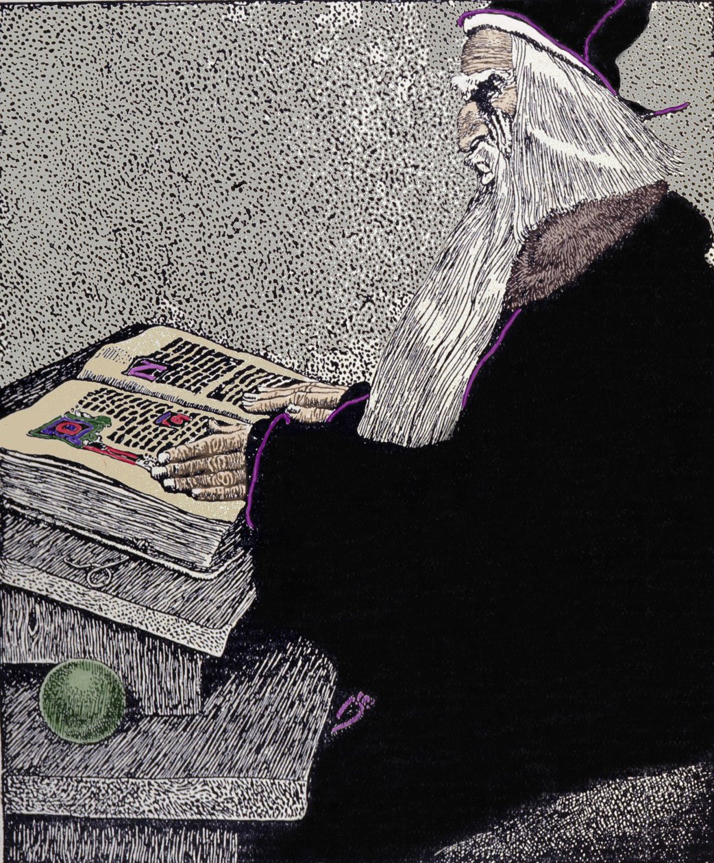 Sihirbaz Merlin. Howard Pyle (1853 - 1911), Amerikalı karikatürist, “Kral Arthur ve Şövalyelerinin Öyküsü” için çizim by Howard Pyle