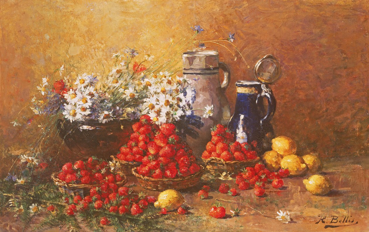 Çiçekler ve meyve natürmort by Hubert Bellis