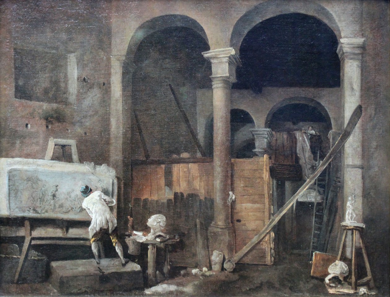 Sanatçının stüdyosu by Hubert Robert