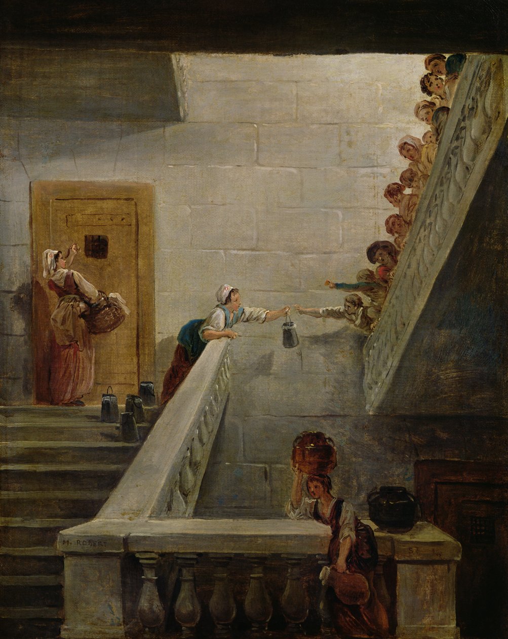 St. Lazare Hapishanesinde Süt Dağıtımı, 1794 by Hubert Robert