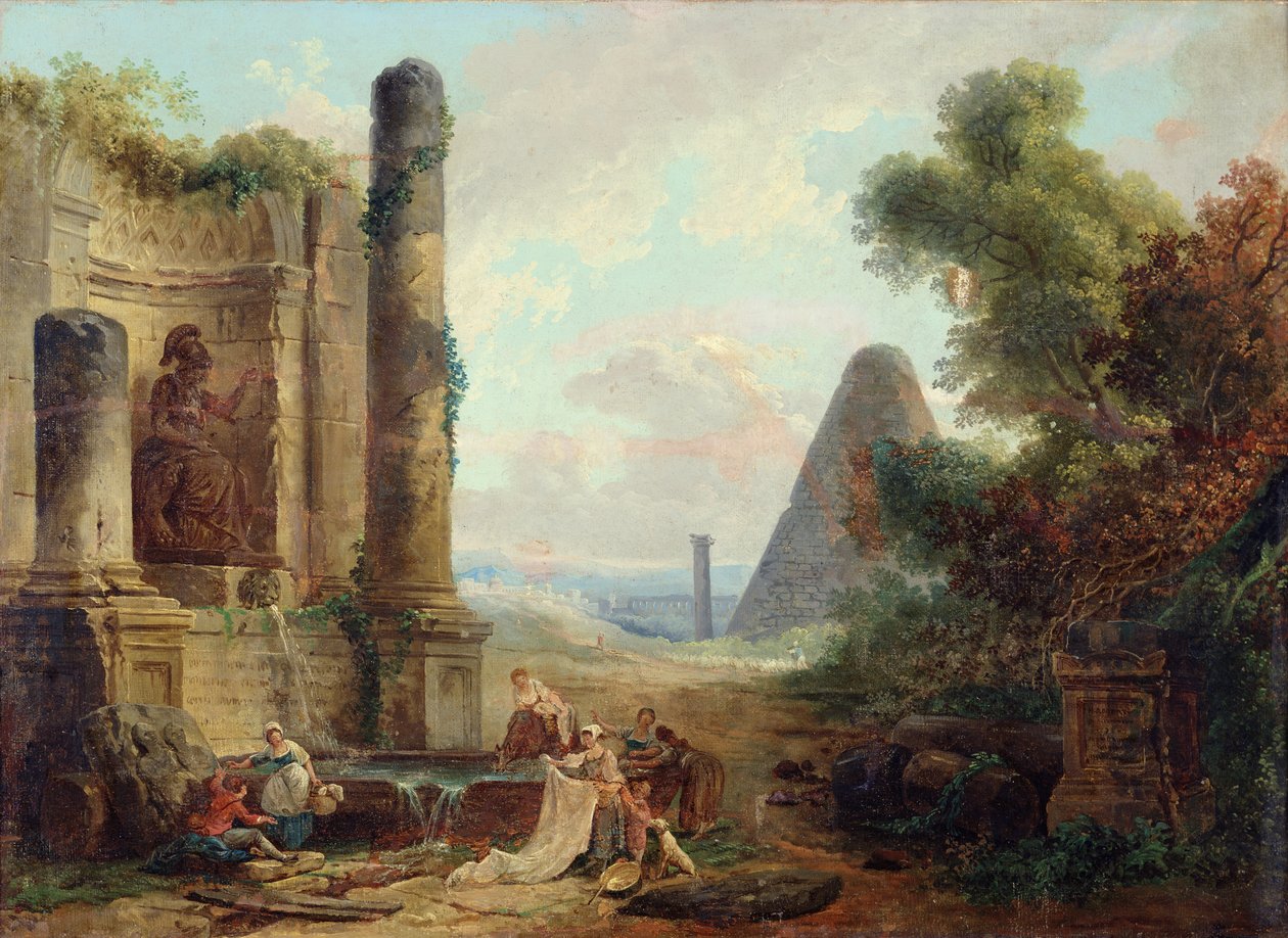 Minerva Çeşmesi, Roma, 1772 by Hubert Robert