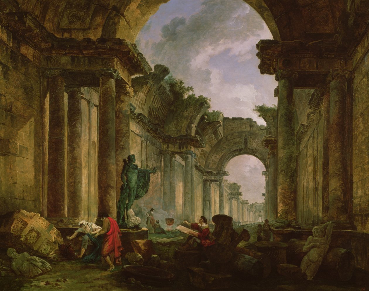 Harabelerdeki Louvre Büyük Galerisinin Hayali Görünümü, 1796 by Hubert Robert