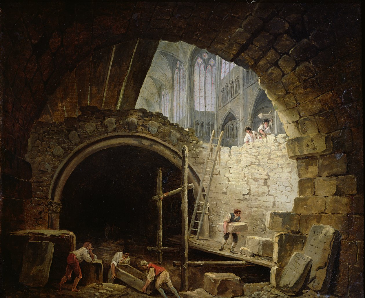 Plundering the Royal Vaults at St. Denis in October 1793  by Hubert Robert