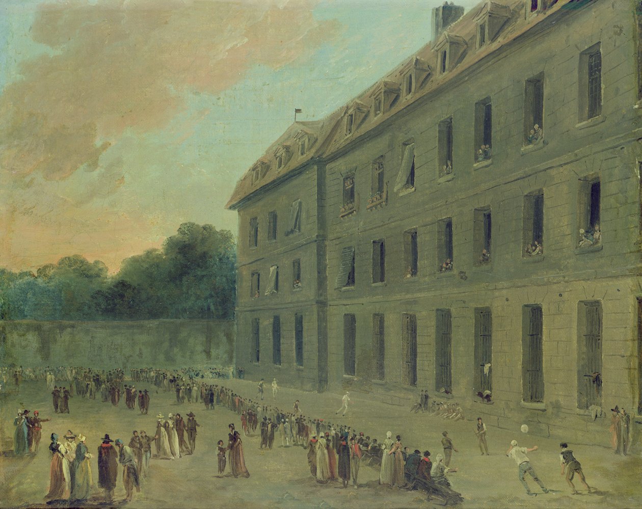 Recreation at the Saint-Lazare Prison  by Hubert Robert