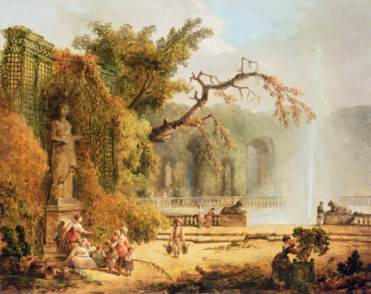 romantik bahçe sahnesi by Hubert Robert