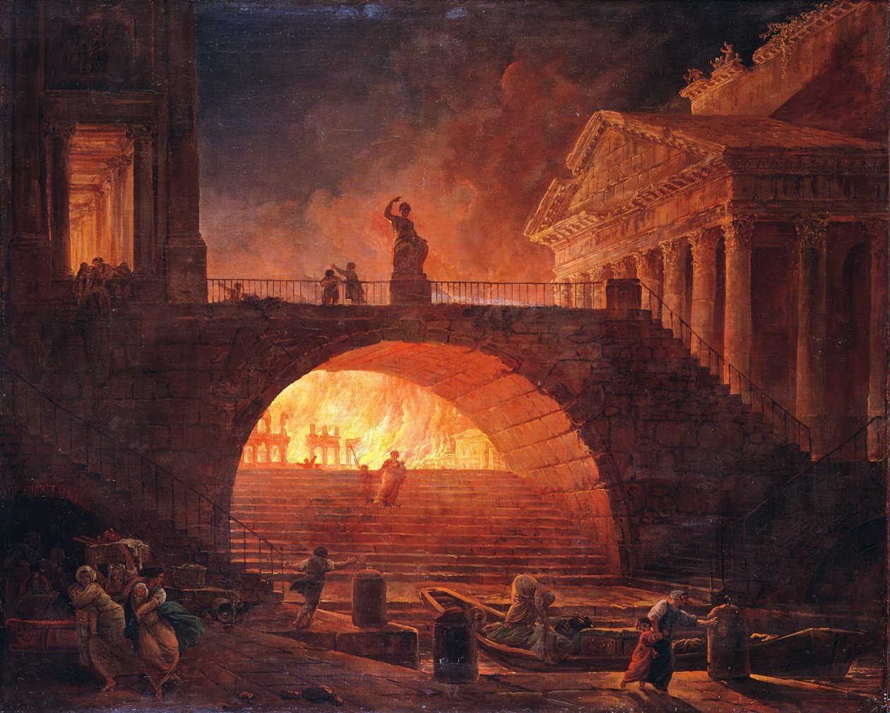 Eldurinn í Róm, 18. júlí 64 e.Kr. by Hubert Robert