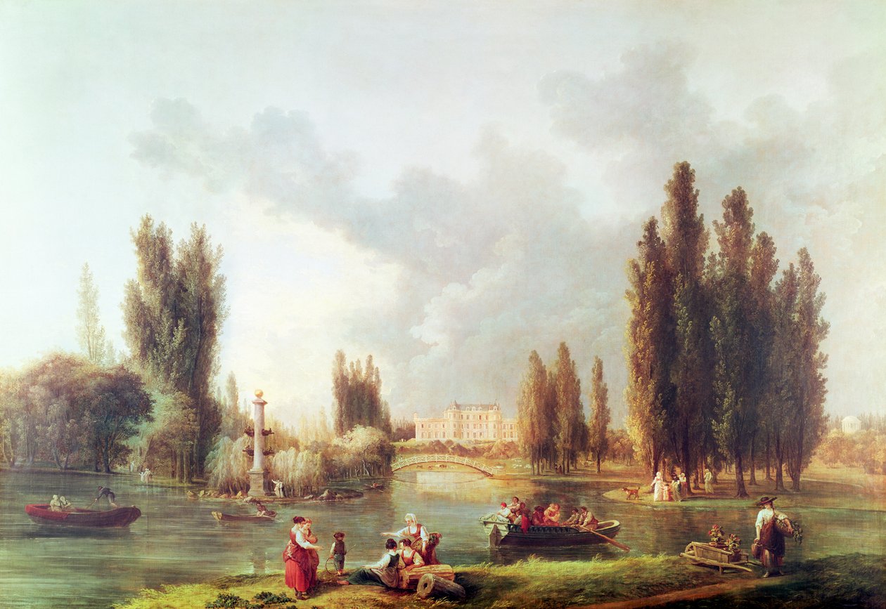 The Park and Chateau at Mereville  by Hubert Robert