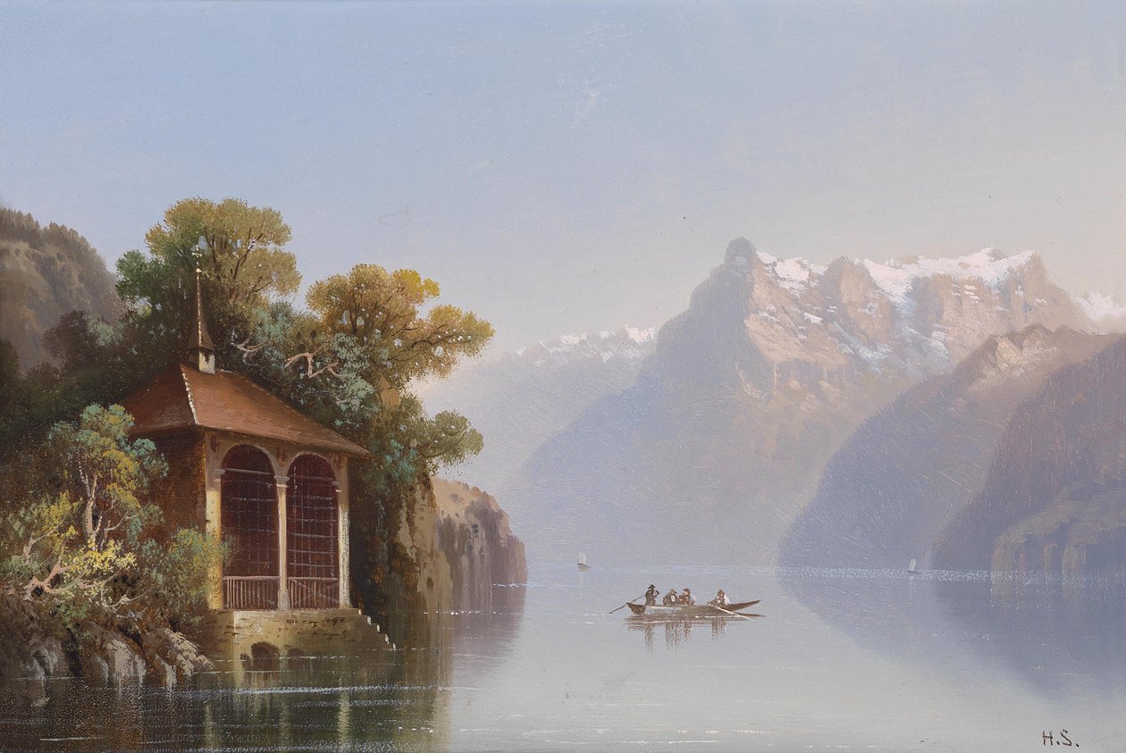 Blick auf Schloss Chillon am Genfer See by Hubert Sattler