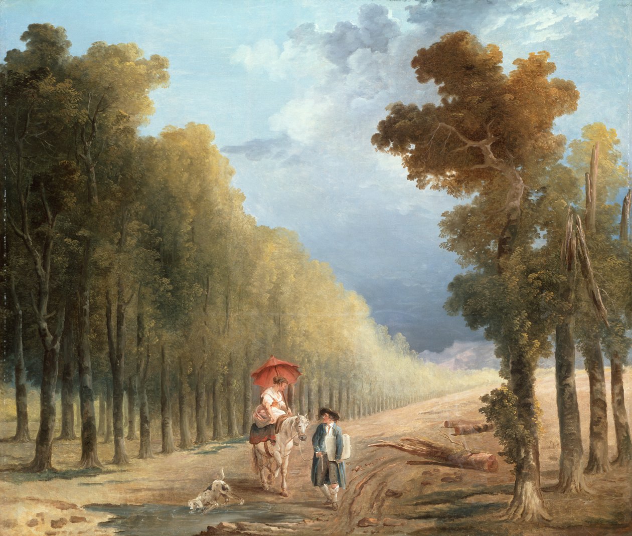 Ağaçlık Bir Pistte Modelinin Midillisine Yol Gösteren Bir Sanatçı by Hubert (studio of) Robert