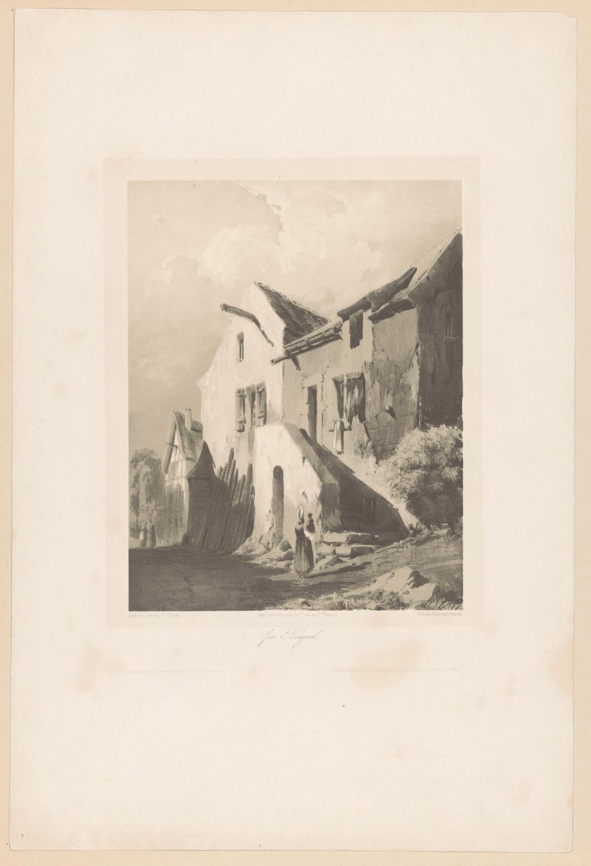 Bougival Près Bougival yakınlarındaki evler (nesne üzerindeki başlık) Manzara parçaları (dizi başlığı) Fragments de paysages (dizi başlığı) by Hubert Clerget