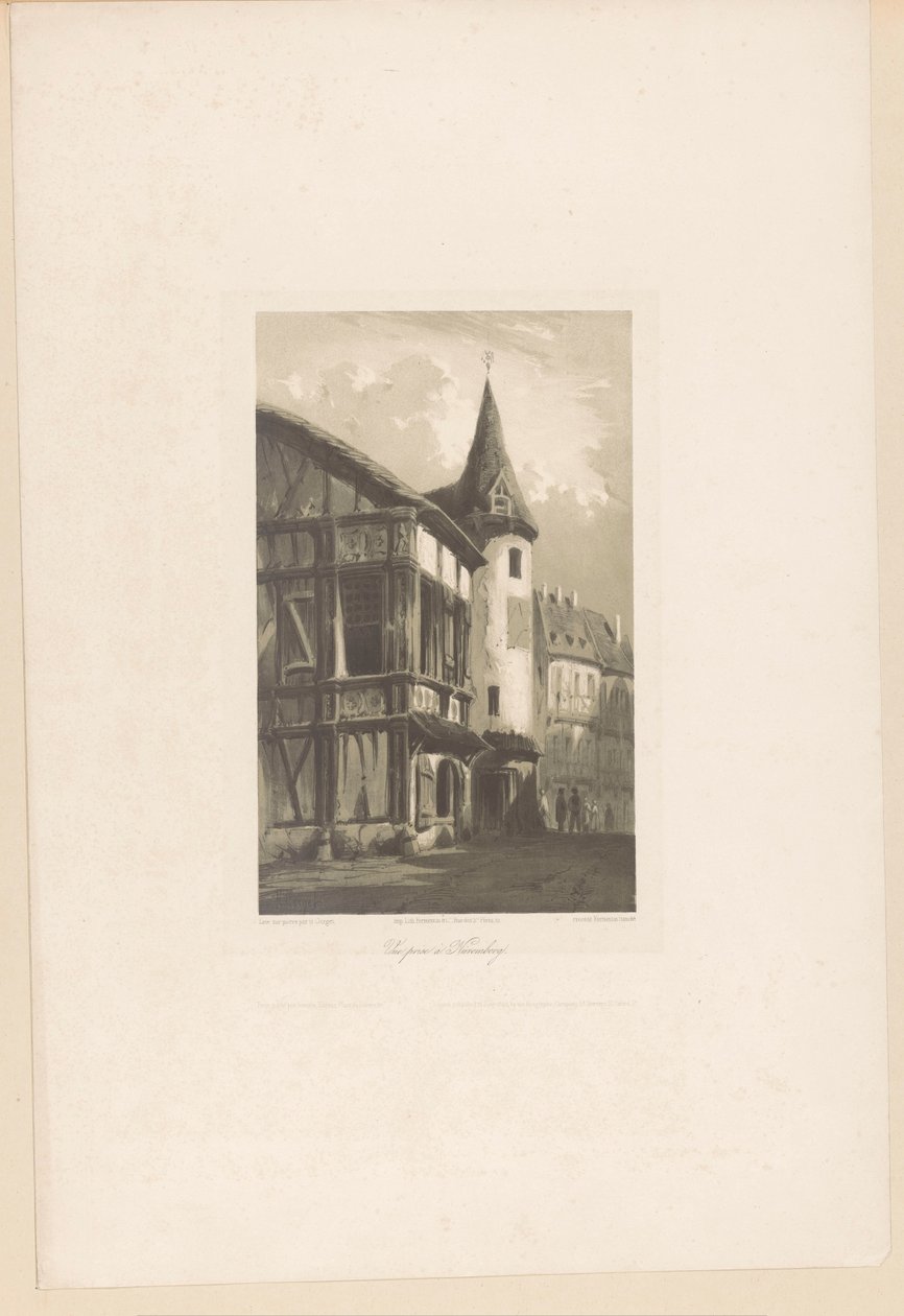 Nürnberg'de kuleli bir evin görünümü Nürnberg Vue ödülü (nesne üzerindeki başlık) Manzara parçaları (dizi başlığı) Fragments de paysages (dizi başlığı) by Hubert Clerget