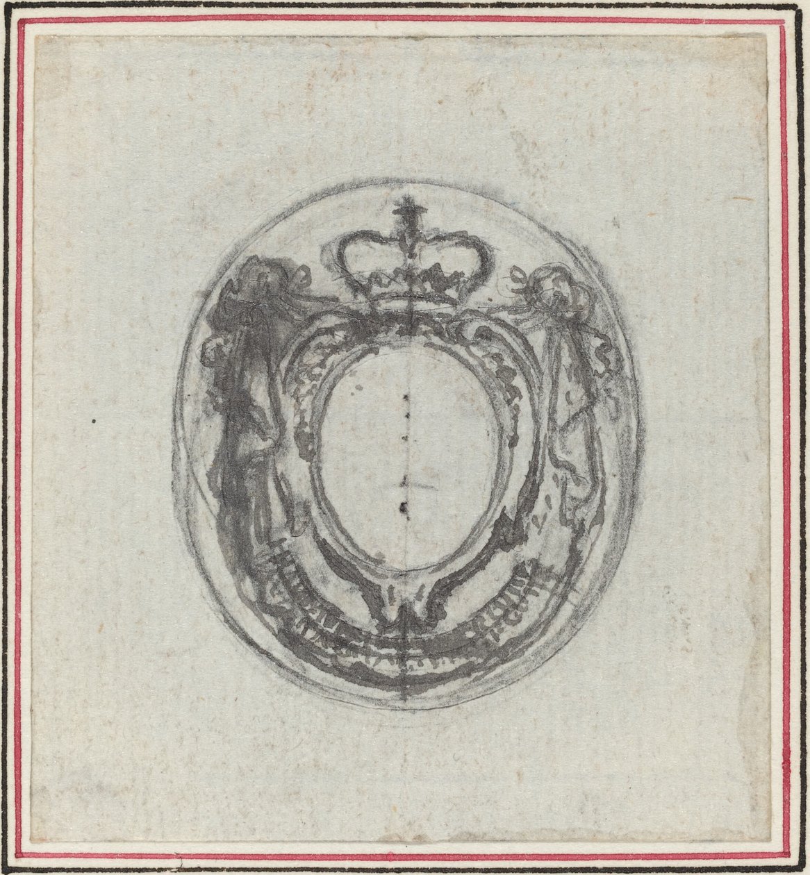 Taç ve Swag ile Armorial Kartuş by Hubert Francois Gravelot