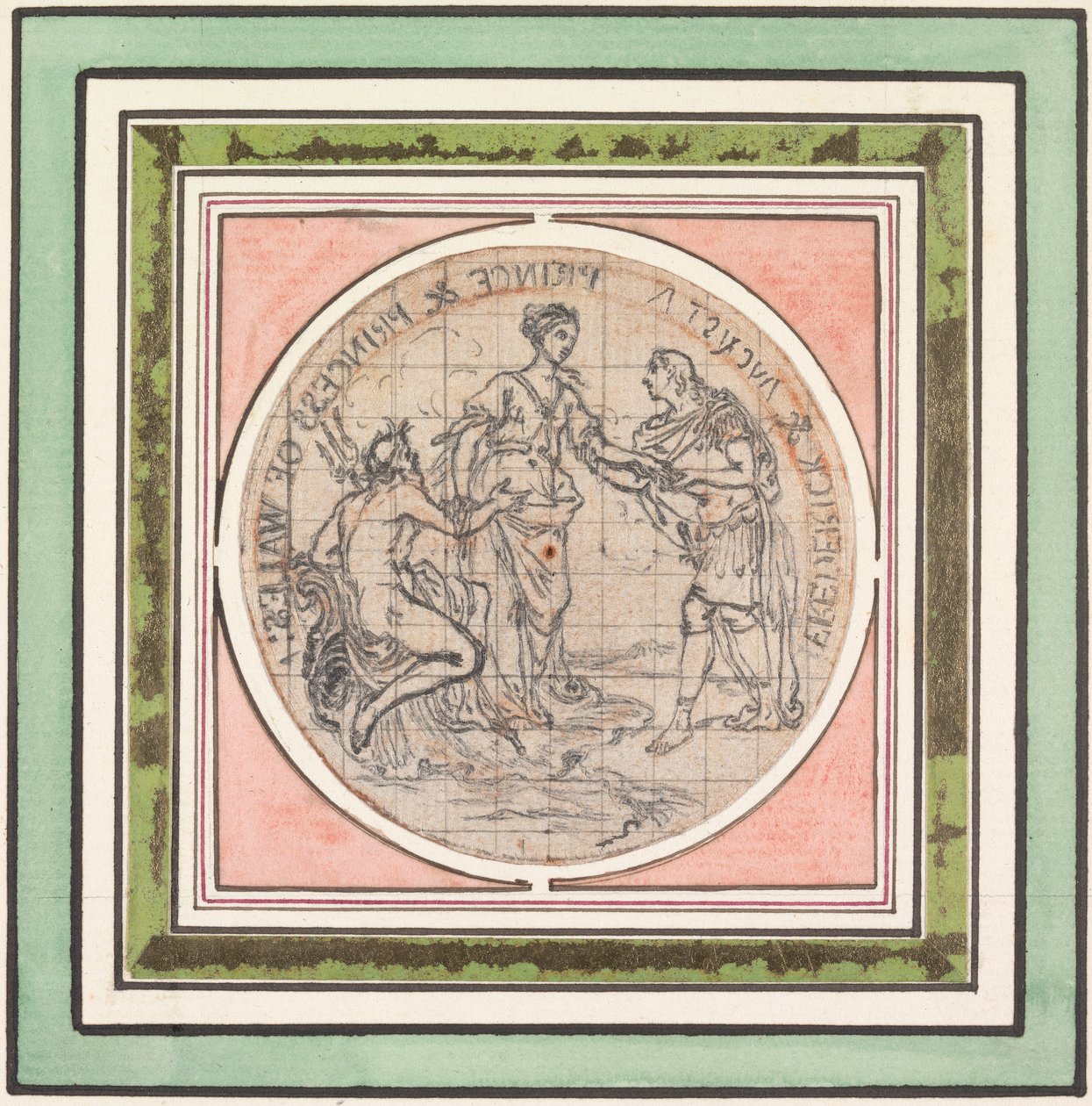 Madalya için Tasarım: Frederick ve Augusta, Galler Prensi ve Prensesi by Hubert Francois Gravelot