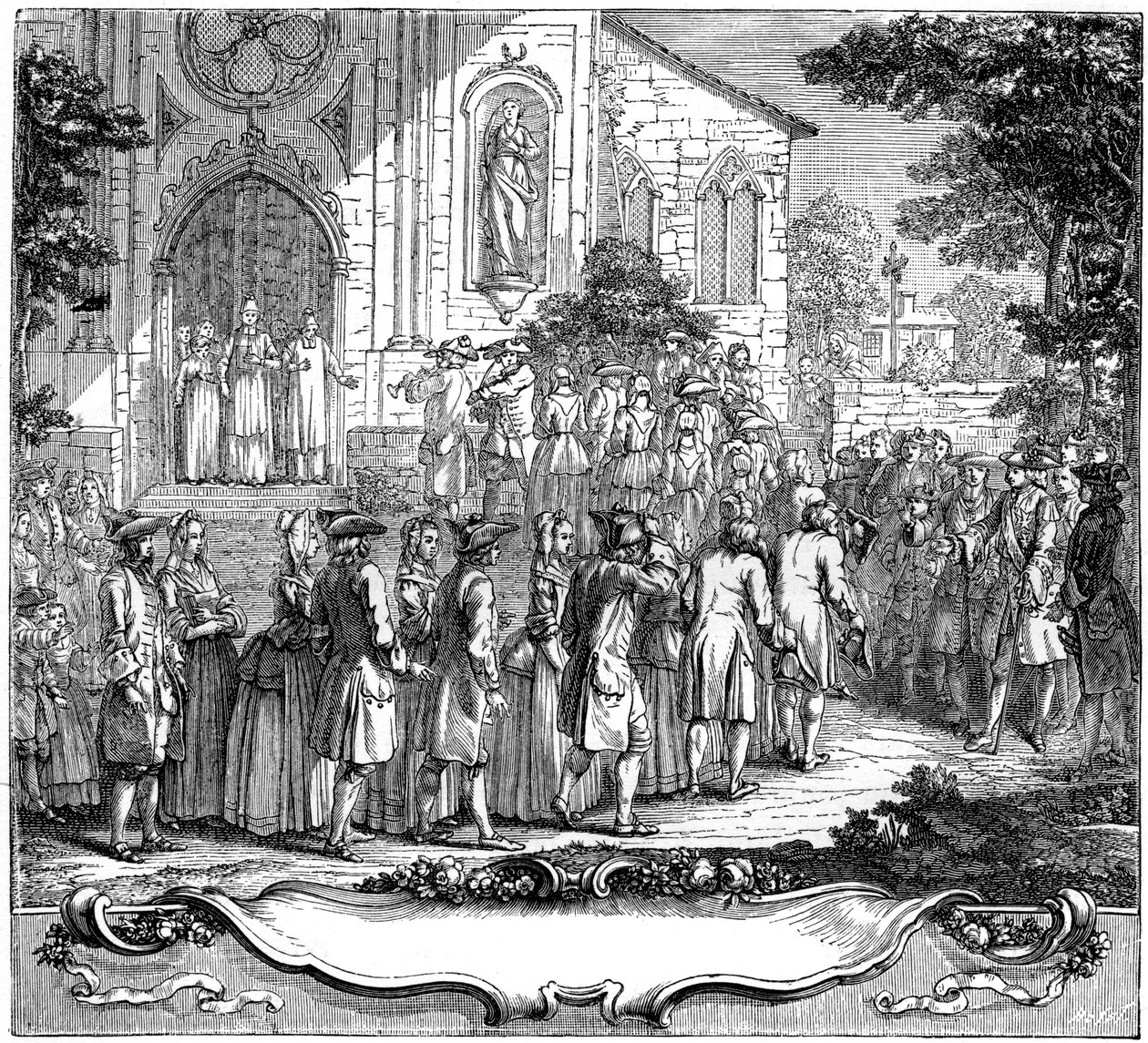 On Zavallı Kızın Evliliği, 1761, 1885. by Hubert Francois Gravelot