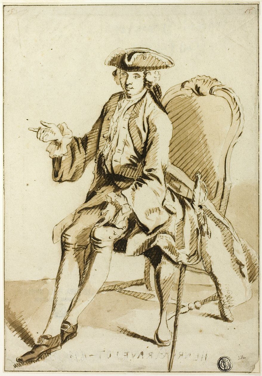 Oturan genç senyör by Hubert Francois Gravelot