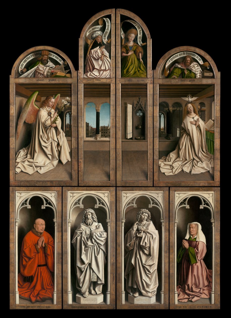 The Ghent Altarpiece'in Sol ve Sağ panellerinin dışı by Hubert & Jan van (1390 1441) Eyck