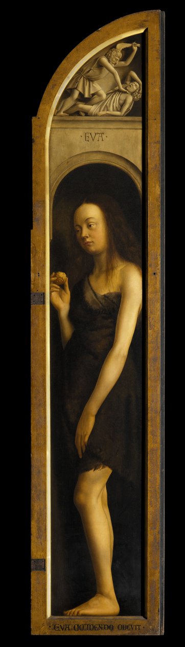Eve, Ghent Altarpiece'in sağ kanadındaki panelin reprodüksiyonu (panel üzerine yağlı boya) (bkz. 472324) by Hubert & Jan van (1390 1441) (after) Eyck