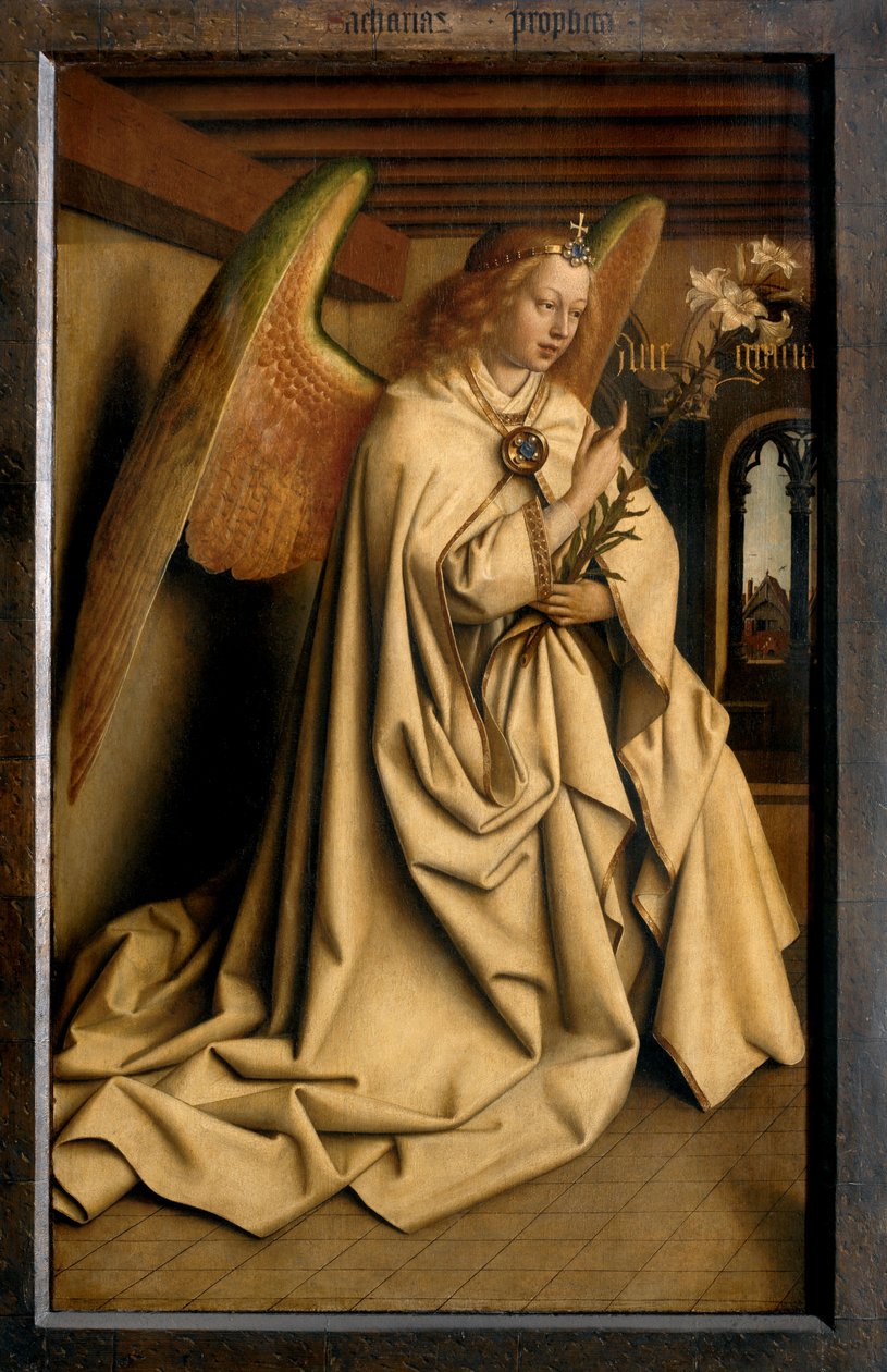Angel Annunciate, Ghent Altarpiece'in sol kanadının dışından by Hubert & Jan van (1390 1441) Eyck
