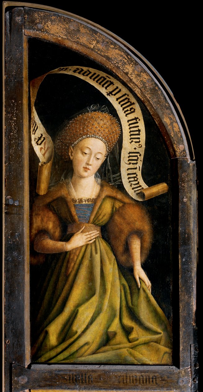 Cumaean Sibyl, Ghent Altarpiece'in sağ kanadının dışından by Hubert & Jan van (1390 1441) Eyck