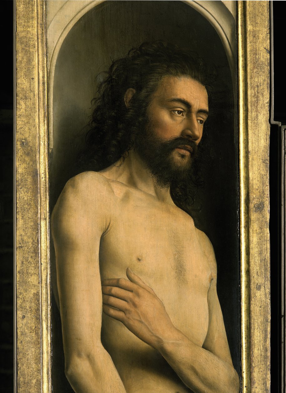 Ghent Altarpiece'in sol kanadından Adam'ın detayı by Hubert & Jan van (1390 1441) Eyck