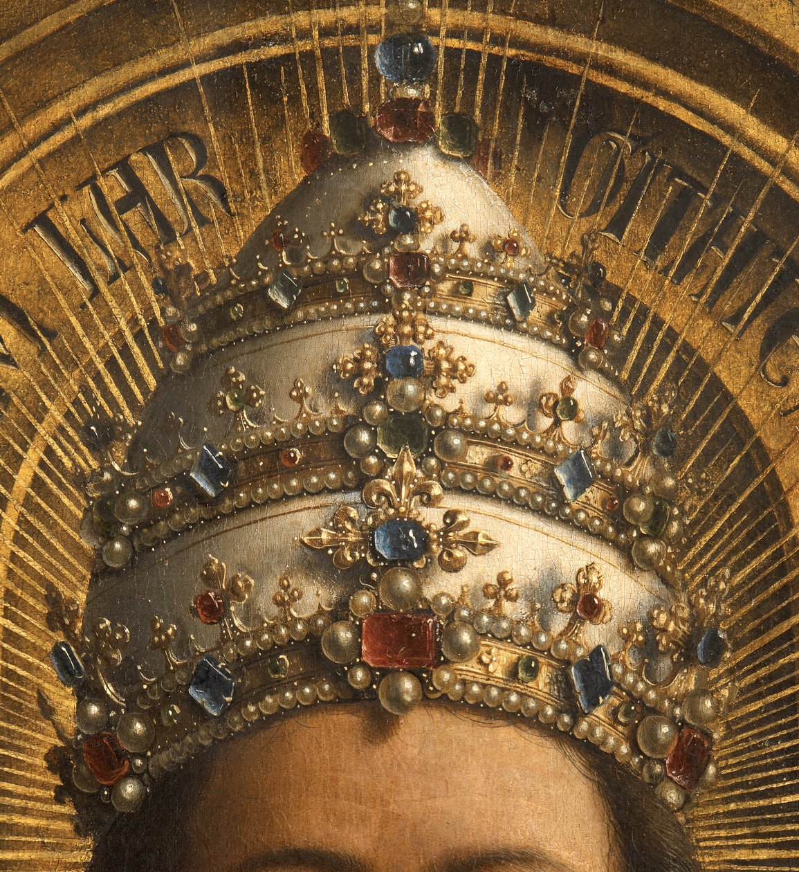 Baba Tanrı'nın detayı, Ghent Altarpiece'in orta paneli (panel üzerine yağ) by Hubert & Jan van (1390 1441) Eyck